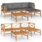 5-tlg. Garten-Lounge-Set mit Grauen Kissen Massivholz Teak 5-tlg. Garten-Lounge-Set mit Grauen Kissen Massivholz Teak