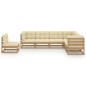 7-tlg. Garten-Lounge-Set Kissen Honigbraun Kiefer Massivholz 7-tlg. Garten-Lounge-Set Kissen Honigbraun Kiefer Massivholz