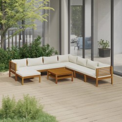 vidaXL 9-tlg. Garten-Lounge-Set mit Creme Kissen Massivholz Akazie