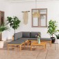 6-tlg. Garten-Lounge-Set mit Grauen Kissen Massivholz Teak 6-tlg. Garten-Lounge-Set mit Grauen Kissen Massivholz Teak