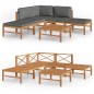 6-tlg. Garten-Lounge-Set mit Grauen Kissen Massivholz Teak 6-tlg. Garten-Lounge-Set mit Grauen Kissen Massivholz Teak