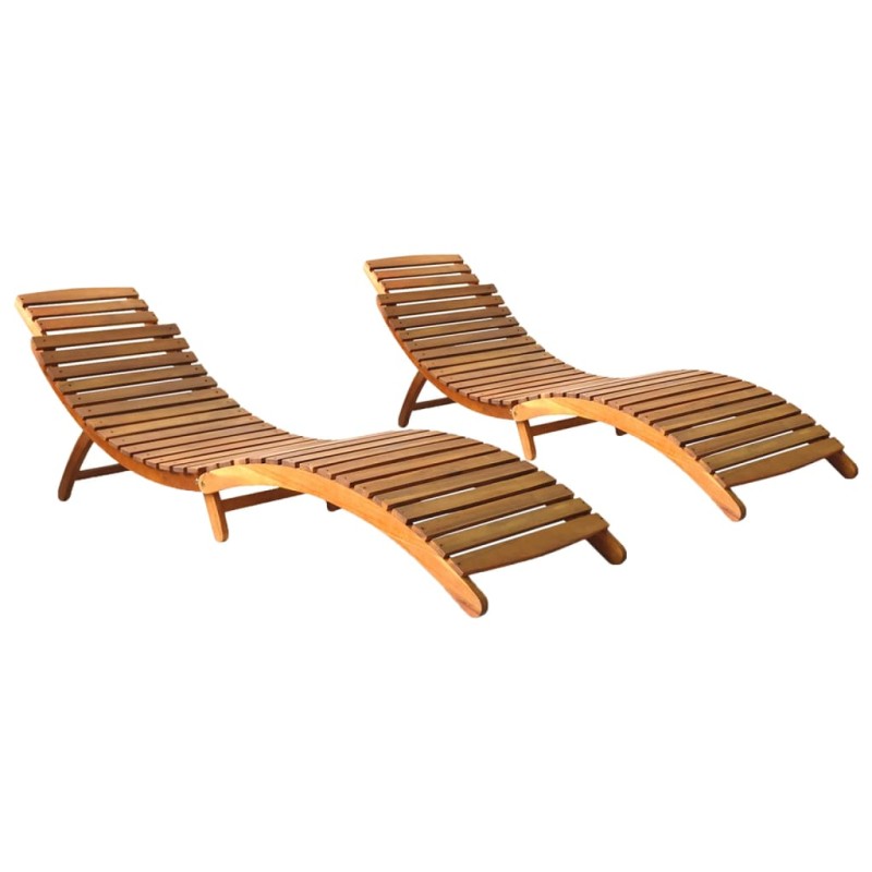 Sonnenliegen 2 Stk. Massivholz Akazie Sonnenliegen 2 Stk. Massivholz Akazie