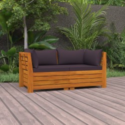 2-Sitzer-Gartensofa mit Kissen Massivholz Akazie