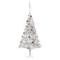 Künstlicher Weihnachtsbaum mit LEDs & Kugeln Silbern 180 cm PET Künstlicher Weihnachtsbaum mit LEDs & Kugeln Silbern 180 cm PET