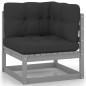 8-tlg. Garten-Lounge-Set mit Kissen Grau Kiefer Massivholz 8-tlg. Garten-Lounge-Set mit Kissen Grau Kiefer Massivholz