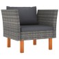 9-tlg. Garten-Lounge-Set Poly Rattan und Eukalyptusholz Grau 9-tlg. Garten-Lounge-Set Poly Rattan und Eukalyptusholz Grau