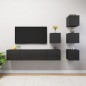6-tlg. TV-Schrank-Set Hochglanz-Grau Holzwerkstoff 6-tlg. TV-Schrank-Set Hochglanz-Grau Holzwerkstoff