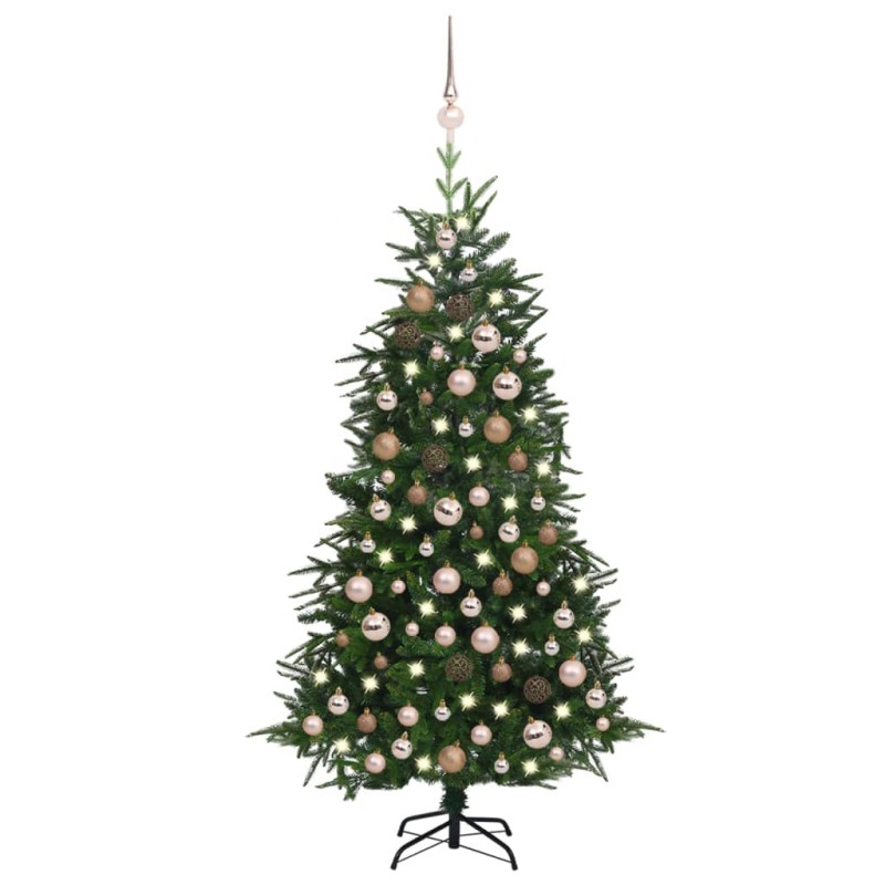 Künstlicher Weihnachtsbaum LEDs & Kugeln Grün 180 cm PVC & PE Künstlicher Weihnachtsbaum LEDs & Kugeln Grün 180 cm PVC & PE