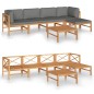 6-tlg. Garten-Lounge-Set mit Grauen Kissen Massivholz Teak 6-tlg. Garten-Lounge-Set mit Grauen Kissen Massivholz Teak