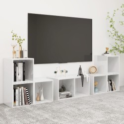6-tlg. TV-Schrank-Set Hochglanz-Weiß Holzwerkstoff