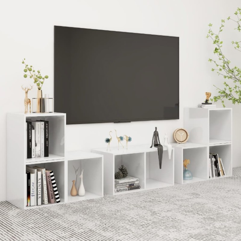 6-tlg. TV-Schrank-Set Hochglanz-Weiß Holzwerkstoff 6-tlg. TV-Schrank-Set Hochglanz-Weiß Holzwerkstoff