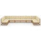 10-tlg. Garten-Lounge-Set Kissen Honigbraun Kiefer Massivholz 10-tlg. Garten-Lounge-Set Kissen Honigbraun Kiefer Massivholz