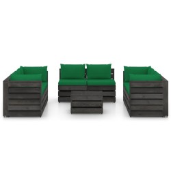 vidaXL 9-tlg. Garten-Lounge-Set mit Kissen Grau Imprägniertes Holz