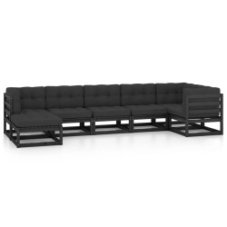 7-tlg. Garten-Lounge-Set mit Kissen Kiefer Massivholz