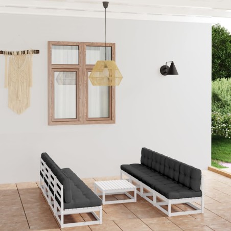 9-tlg. Garten-Lounge-Set mit Kissen Kiefer Massivholz