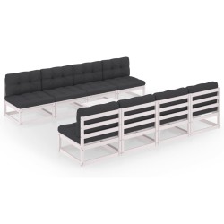 9-tlg. Garten-Lounge-Set mit Kissen Kiefer Massivholz