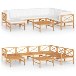 vidaXL 8-tlg. Garten-Lounge-Set mit Creme Kissen Massivholz Teak
