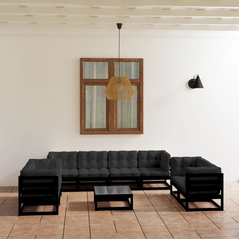 9-tlg. Garten-Lounge-Set mit Kissen Massivholz Kiefer 9-tlg. Garten-Lounge-Set mit Kissen Massivholz Kiefer