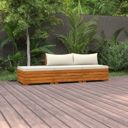 3-tlg. Garten-Lounge-Set mit Kissen Massivholz Akazie