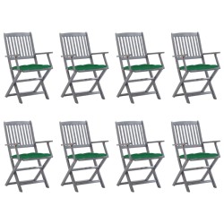 vidaXL Klappbare Gartenstühle 8 Stk. mit Kissen Massivholz Akazie