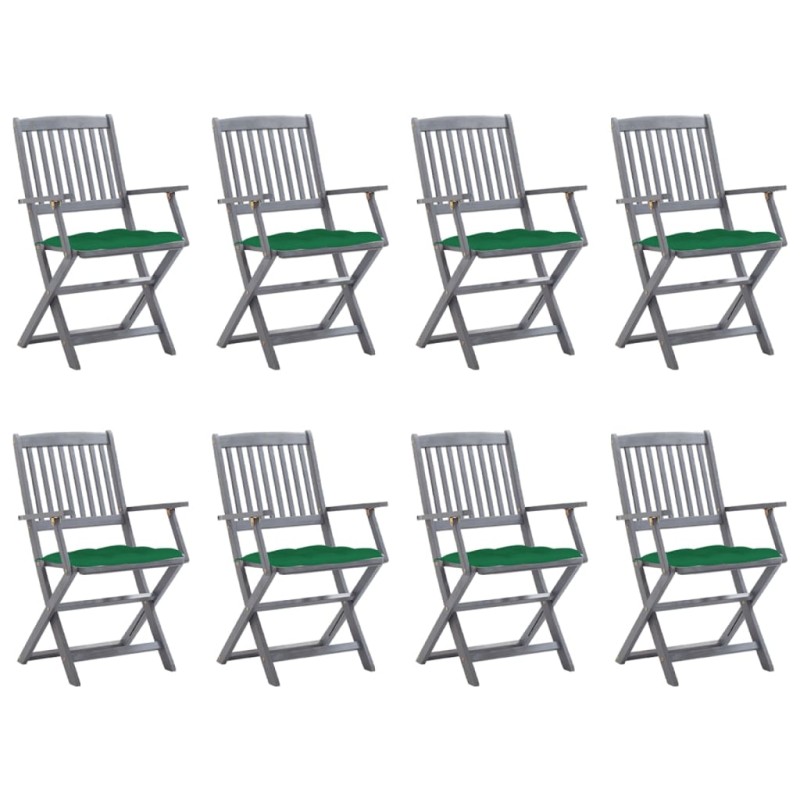 vidaXL Klappbare Gartenstühle 8 Stk. mit Kissen Massivholz Akazie vidaXL Klappbare Gartenstühle 8 Stk. mit Kissen Massivholz Akazie