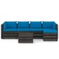 vidaXL 6-tlg. Garten-Lounge-Set mit Kissen Grau Imprägniertes Holz vidaXL 6-tlg. Garten-Lounge-Set mit Kissen Grau Imprägniertes Holz
