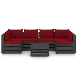 vidaXL 7-tlg. Garten-Lounge-Set mit Kissen Grau Imprägniertes Holz