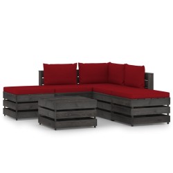 6-tlg. Garten-Lounge-Set mit Kissen Grau Imprägniertes Holz