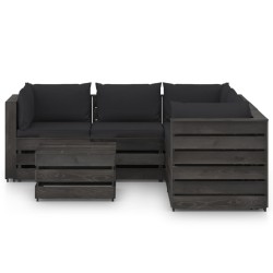vidaXL 6-tlg. Garten-Lounge-Set mit Kissen Grau Imprägniertes Holz