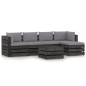 6-tlg. Garten-Lounge-Set mit Kissen Grau Imprägniertes Holz 6-tlg. Garten-Lounge-Set mit Kissen Grau Imprägniertes Holz