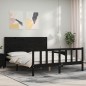 Massivholzbett mit Kopfteil Schwarz Massivholzbett mit Kopfteil Schwarz