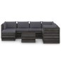 8-tlg. Garten-Lounge-Set mit Kissen Grau Imprägniertes Holz 8-tlg. Garten-Lounge-Set mit Kissen Grau Imprägniertes Holz