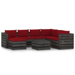 vidaXL 8-tlg. Garten-Lounge-Set mit Kissen Grau Imprägniertes Holz