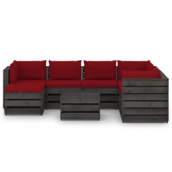 vidaXL 8-tlg. Garten-Lounge-Set mit Kissen Grau Imprägniertes Holz