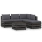 6-tlg. Garten-Lounge-Set mit Kissen Grau Imprägniertes Holz 6-tlg. Garten-Lounge-Set mit Kissen Grau Imprägniertes Holz