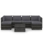 7-tlg. Garten-Lounge-Set mit Kissen Grau Imprägniertes Holz