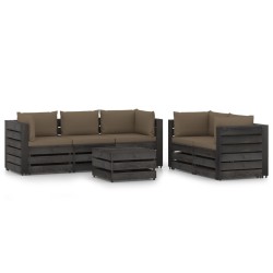vidaXL 6-tlg. Garten-Lounge-Set mit Kissen Grau Imprägniertes Holz