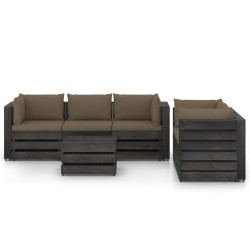 vidaXL 6-tlg. Garten-Lounge-Set mit Kissen Grau Imprägniertes Holz