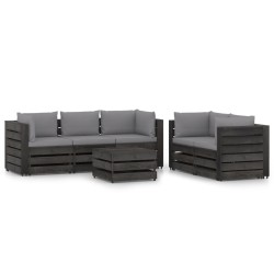 vidaXL 6-tlg. Garten-Lounge-Set mit Kissen Grau Imprägniertes Holz