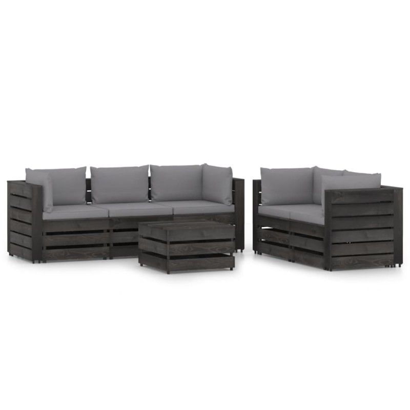 vidaXL 6-tlg. Garten-Lounge-Set mit Kissen Grau Imprägniertes Holz vidaXL 6-tlg. Garten-Lounge-Set mit Kissen Grau Imprägniertes Holz