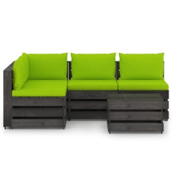vidaXL 5-tlg. Garten-Lounge-Set mit Kissen Grau Imprägniertes Holz