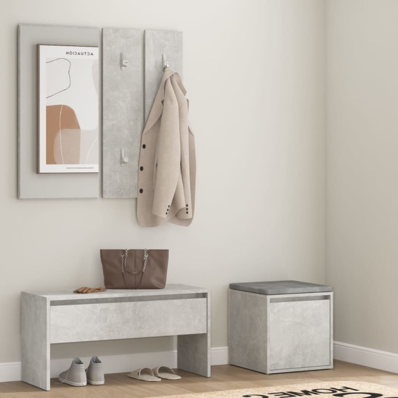 Flurmöbel-Set Betongrau Holzwerkstoff Flurmöbel-Set Betongrau Holzwerkstoff