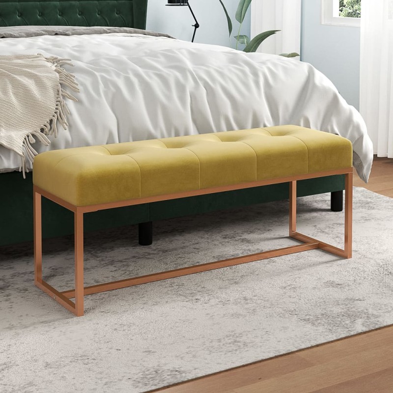 Sitzbank Senfgelb 110x36x45 cm Samt Sitzbank Senfgelb 110x36x45 cm Samt