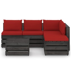 vidaXL 6-tlg. Garten-Lounge-Set mit Kissen Grau Imprägniertes Holz