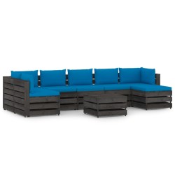 vidaXL 8-tlg. Garten-Lounge-Set mit Kissen Grau Imprägniertes Holz