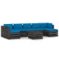 vidaXL 8-tlg. Garten-Lounge-Set mit Kissen Grau Imprägniertes Holz vidaXL 8-tlg. Garten-Lounge-Set mit Kissen Grau Imprägniertes Holz