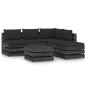 6-tlg. Garten-Lounge-Set mit Kissen Grau Imprägniertes Holz 6-tlg. Garten-Lounge-Set mit Kissen Grau Imprägniertes Holz