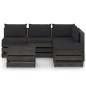 6-tlg. Garten-Lounge-Set mit Kissen Grau Imprägniertes Holz 6-tlg. Garten-Lounge-Set mit Kissen Grau Imprägniertes Holz
