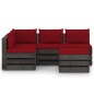 vidaXL 5-tlg. Garten-Lounge-Set mit Kissen Grau Imprägniertes Holz vidaXL 5-tlg. Garten-Lounge-Set mit Kissen Grau Imprägniertes Holz