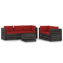 vidaXL 6-tlg. Garten-Lounge-Set mit Kissen Grau Imprägniertes Holz
